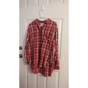 Denim & Supply Ralph Lauren Plaid Lightweight High/Low Button Down Shirt, Large